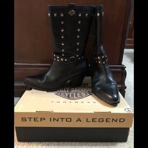 Harley Davidson studded black leather boots size 9